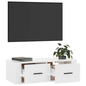 Berkfield Hanging TV Cabinet High Gloss White 80x36x25 cm Engineered Wood