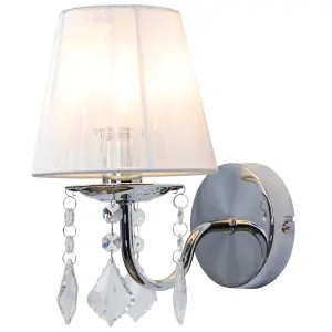 GoodHome Hovland Grey & white Chrome effect Wall light