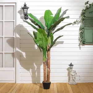 Artificial Plant House Plant Fake Garden Plant Banana Tree in Black Pot 150 cm