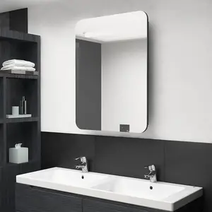 Berkfield LED Bathroom Mirror Cabinet Shining Black 60x11x80 cm