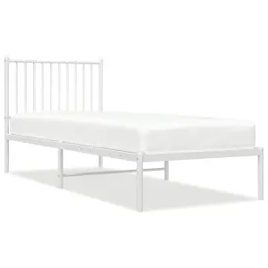 Berkfield Metal Bed Frame with Headboard White 80x200 cm