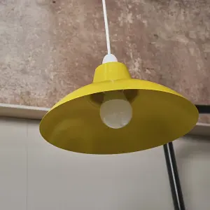 ValueLights Civic Retro Style Yellow Metal Easy Fit Ceiling Pendant Light Shade