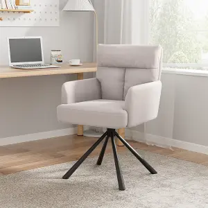 Beige Frosted Velvet Swivel Occasional Armchair Lounge Chair with Metal Legs