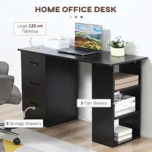 HOMCOM Computer Desk w/ Storage, Writing Study Table for Home Office, Black