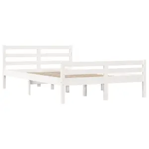 Berkfield Bed Frame White Solid Wood 135x190 cm Double