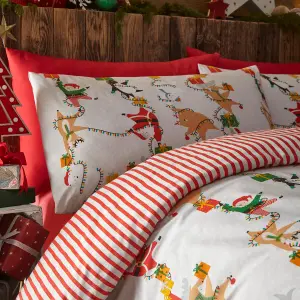 furn. Santas Workshop Christmas Reversible Duvet Cover Set