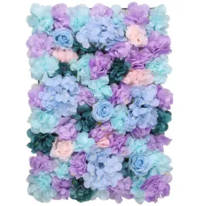 Artificial Flower Wall Backdrop Panel, 60cm x 40cm, Sky Blue & Lavender