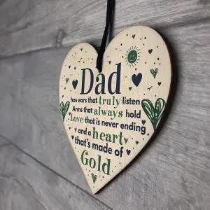 Red Ocean Fathers Day Gift Wooden Heart Gift For Dad Daddy Daugther Gifts For Him Keepsake Plaque Thank You Gift