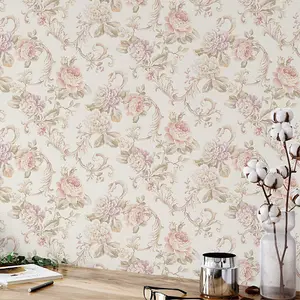 Seabrook Floral Rose White Wallpaper Flowers Botanical Acrylic Coated Paper