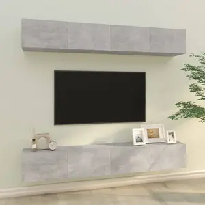 Berkfield Wall TV Cabinets 4 pcs Concrete Grey 100x30x30 cm