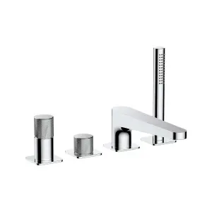 RAK Amalfi 4-Hole Bath Shower Mixer Tap and Shower Handset- Chrome