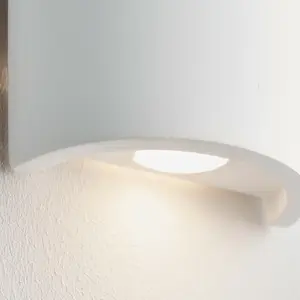 Up & Down LED Wall Light Primed White (Ready for Paint) Curved Lamp Fitting Kit