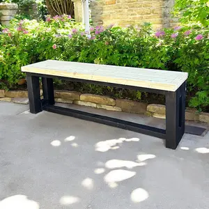 Garden Patio Bench - Pressure Treated Wood - L150 x W40 x H45 cm