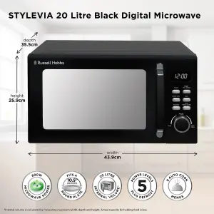 Russell Hobbs Microwave 20 Litre 800W Stylevia Digital Black RHM2026B