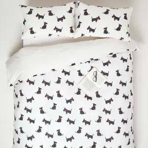 Homescapes Scottie Dog Digitally Printed Cotton Duvet Cover Set, King