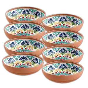 Purely Home Rio Medallion Melamine Low Bowls - Set of 8