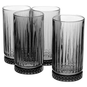 Queensway Home & Dining 450ml 8 Pcs Grey Coloured Tumblers Drinking Whiskey Glass Sets