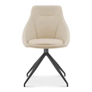 Lisbon Faux Leather Office Swivel Chair - Cream