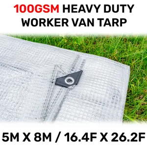 waterproof clear reinforced tarpaulin/builders tarp/camping ground sheet cover up (8m x 5m)