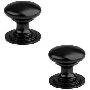 2 PACK - Victorian Tiered Door Knob - 38mm Matt Black Cabinet Pull Handle Round Rose