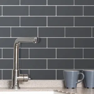 30 Pcs 30.5 x 30.5cm(12") 3D Tile Stickers Peel and Stick Backsplash Splashback Decals Tile Transfer - Elegant Dark Grey