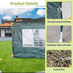 BIRCHTREE 3X6M Outdoor PE Gazebo Patio Shade Canopy Waterproof 6 Pieces Sidewalls Green