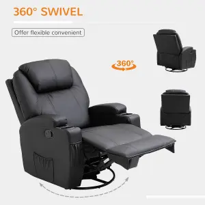 HOMCOM 8-Point Massage Recliner Chair Sofa Rocking Swivel W/ Remote Control