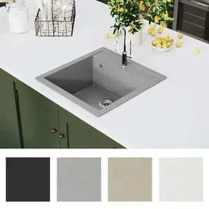 Berkfield Granite Kitchen Sink Single Basin Grey