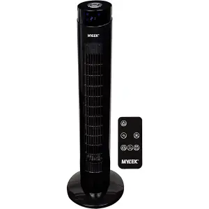 Mylek Tower Fan 34 Inch Cooling Cold Air Stand Fan Remote Control Oscillation and Timer Black