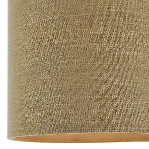 12" Round Drum Lamp Shade Brown Heavy Weave Fabric Modern Simple Light Cover