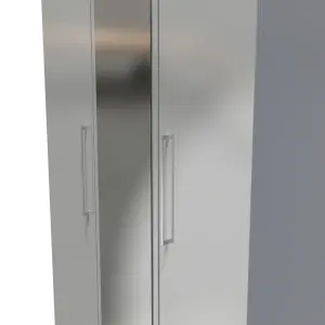 Chester Triple Mirror Wardrobe in Uniform Grey Gloss & Dusk Grey (Ready Assembled)