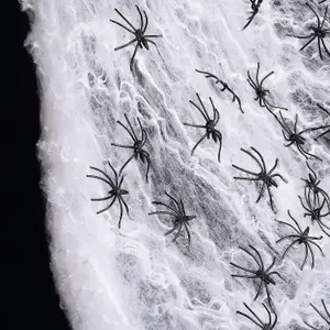 90g HALLOWEEN SPIDER WEB WEBBING 10 SPIDERS COBWEB COB WEBS SCENE DECORATION