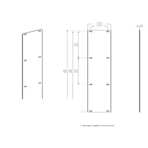 Plain Door Finger Plate 650 x 75mm Bright Stainless Steel Push Plate