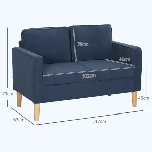 HOMCOM Compact 2 Seater Sofa with Under Seat Storage for Small Spaces Blue