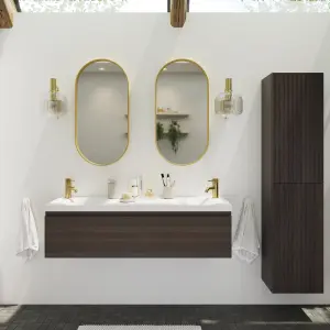 GoodHome Kentia Double Matt White Rectangular Vanity Basin (W)120.6cm