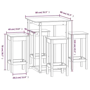 Berkfield 5 Piece Bar Set White Solid Wood Pine