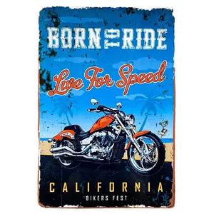 Wolters Metal Retro Wall Sign - Born To Ride