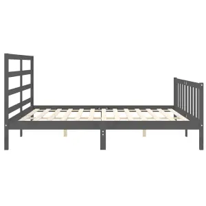 Berkfield Bed Frame with Headboard Grey 200x200 cm Solid Wood