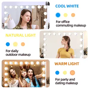 Matteo Hollywood Vanity Mirror Makeup Mirror 18 LED Dimmable Bulbs 3 Colour Bedroom Cosmetic Mirror Table and Wall MT008058-2