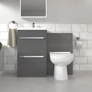 Nes Home Steel Grey Basin Vanity Cabinet With WC Unit & Soft Close Toilet