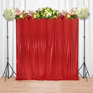 3x3 M Ice Silk Backdrop Curtain Photography Scenery for Christmas Events Decor, Red