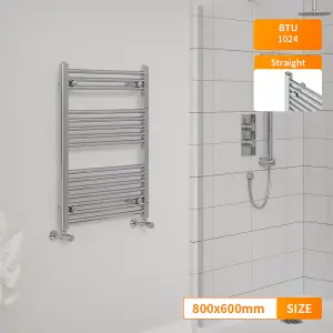 Right Radiators 800x600 mm Straight Heated Towel Rail Radiator Bathroom Ladder Warmer Chrome