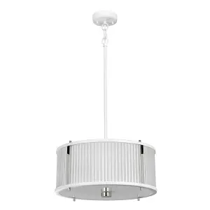 Elstead Corona Cylindrical 3 Light Pendant, White Polished Nickel