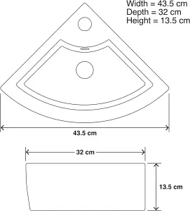 Modern Design Bathroom Wash Basin Sink Corner Wall-Mounted with TAP, Bottle Trap & Pop-up Waste