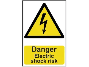 Danger Electric Shock Risk Sign - Durable PVC 200 x 300mm Safety Sign