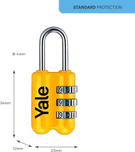 Yale - Combination Padlock in Yellow - YP2/23/128/1Y