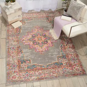 Grey Floral Luxurious Traditional Persian Rug For Dining Room-160cm X 221cm