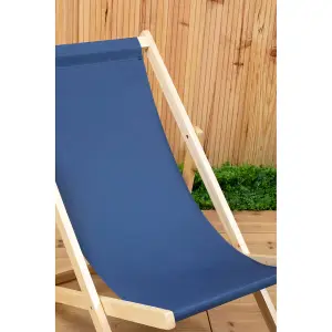 Interiors by Premier Blue Deck Chair, Water-resistant Small Outdoor Deck Chair, Built Last Lawn Chair, Foldable Wooden Deck Chair