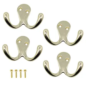 EAI Brass Double Twin Robe Hook Coat Hook - Pack of 4