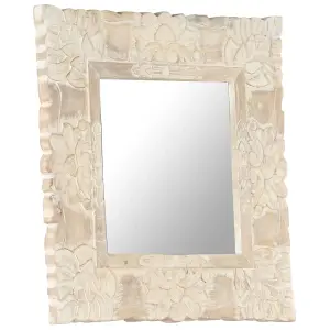 Berkfield Mirror White 50x50 cm Solid Mango Wood